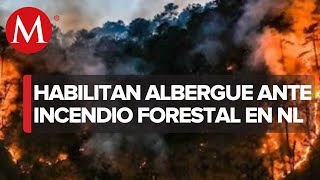 Evacúan a 57 familias ante incendio forestal en Santiago, NL