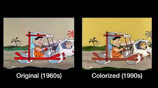 The Flintstones - Rise and Shine Opening - Original vs Colorized Comparison