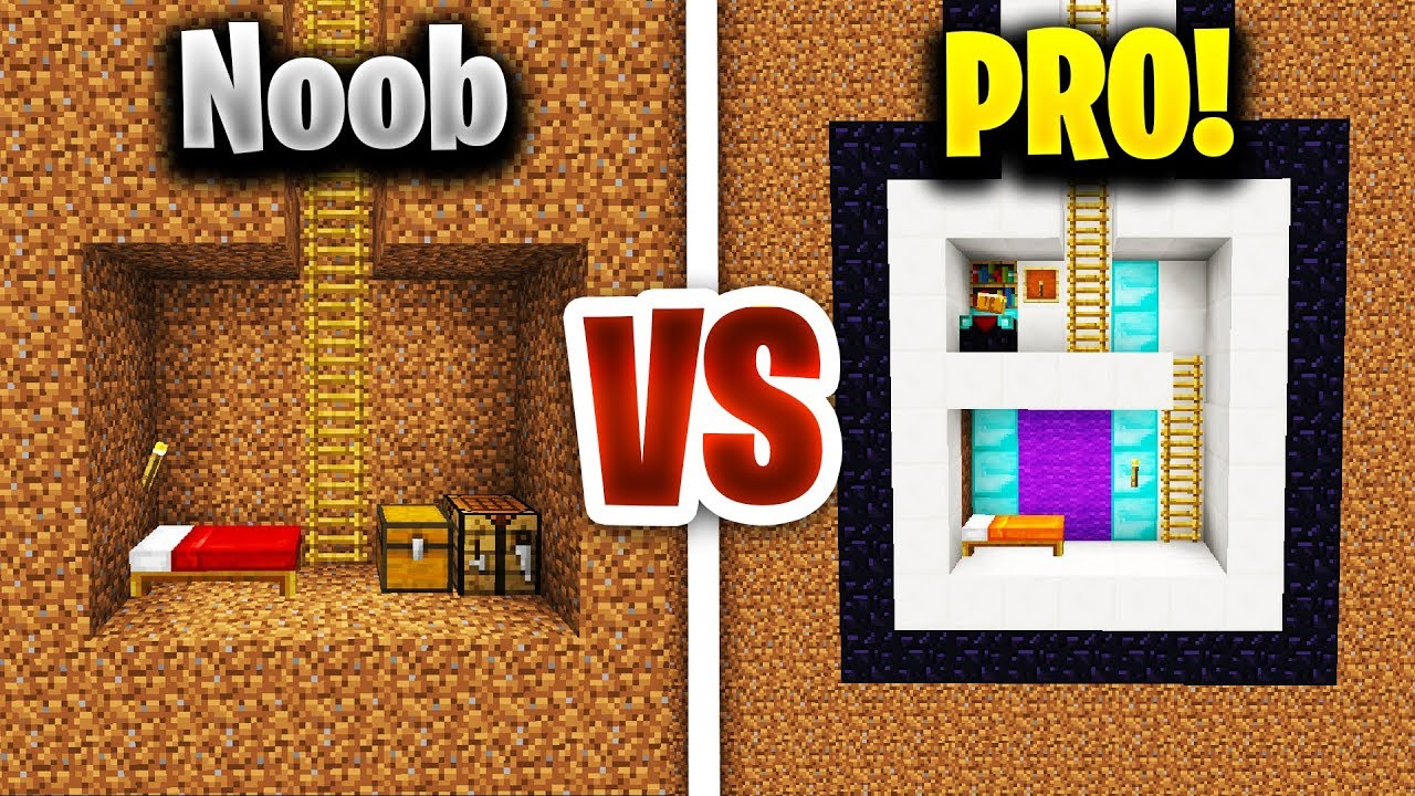 Minecraft PE - NOOB VS PRO (Secret Base In Minecraft) - YouTube