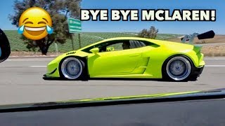 COCKY MCLAREN DESTROYED BY TWIN TURBO LAMBORGHINI!