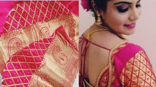 लग्नासाठी काठपदर साडीवर खूप सुंदर बाहीचे डिझाईन||sleeves design for south indian traditional  saree