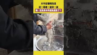 大爷给猫咪洗澡，这一幕看一遍笑一遍，猫：这洗澡水咋越洗越热了？ #宠哈哈