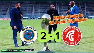 Supersport United 2 - 1 Capetown Spurs Match Analysis and all goals highlights (Nedbank Cup)