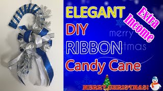 SIMPLE ELEGANT DIY Christmas Cool Blue-Ribbon Candy Cane