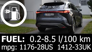 Lexus RX 450h+ fuel energy power consumption economy highway city range mpg Hybrid PHEV