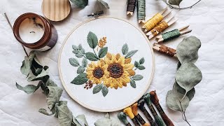 Sunflower 3 hand embroidery pattern | Botanical embroidery | Hand embroidery for beginners