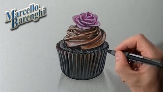 How to draw a 3D cupcake