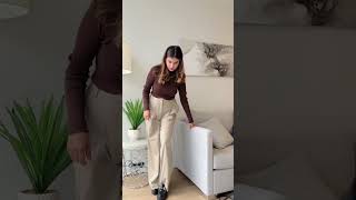 Neutral outfit,beige pants,brown turtleneck, #shorts#fashionblogger, #tiktok,ootd,crop blazer,Amazon