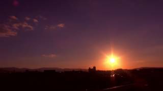 素材：沈みゆく夕日【footage: sun set, twilight】