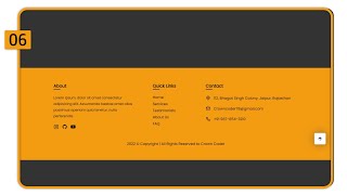 #6 Responsive Footer Section Using Html Css | Footer Section Html Css | Crown Coder