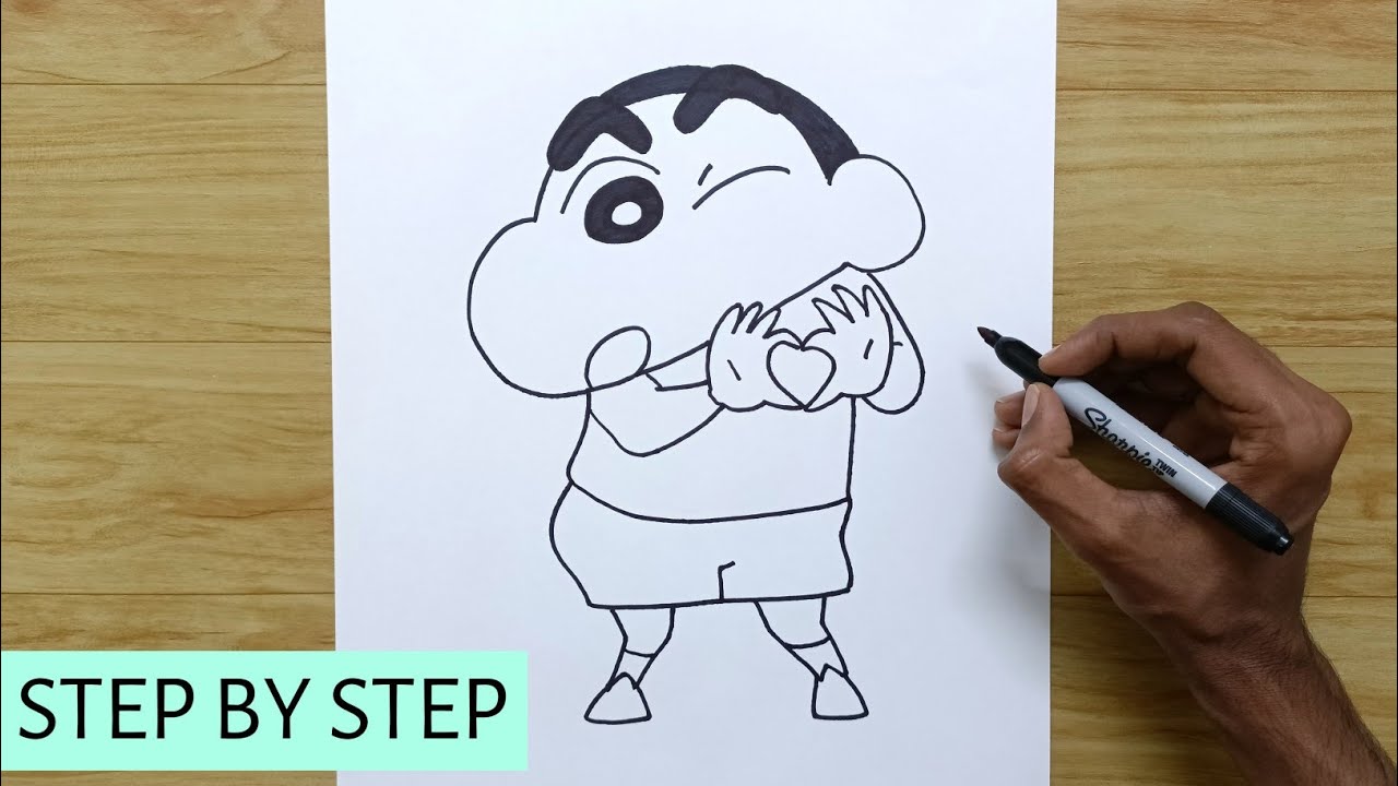 How To Draw Shinchan Step By Step | Shinchan Drawing | Sketch Drawing ...