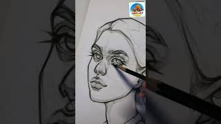beautiful drawing, how to draw beautiful girl face tutorial, new tutorial video, #shorts#girldraw