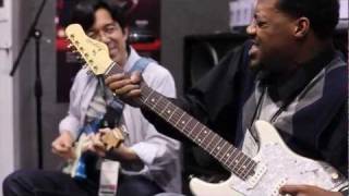 Eric Gales at NAMM 2012 with Magneto Guitars and customguitarboutique.com