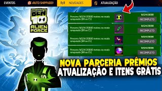 CORRE!! NOVA ATUALIZAÇÃO, BEN 10 PRÊMIOS GRÁTIS, EMOTE BANDEIRÃO, OURO ROYALE, NOVIDADES FREE FIRE