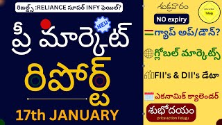 ప్రీ మార్కెట్ రిపోర్ట్ 17th JANUARY #premarket  #investing గ్యాప్ అప్ లేక డౌన్? #stocks #trading