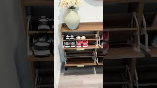 Freestanding Shoe Organizer Rattan Shoe Storage Cabinet #vabches #vabchesreview