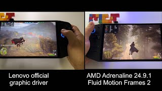 Lenovo Legion Go Official graphic driver vs AMD Fluid Motion Frames 2 AFMF2