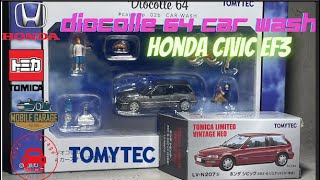 Chans’s Garage x Mobile Garage トミカ 1/64 TomyTec Diocolle 64 Car wash set and HONDA 本田 Civic EF3 開箱