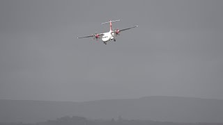 Loganair ATR42 skilled landing during #StormKathleen at Glasgow - 6/4/24 4K