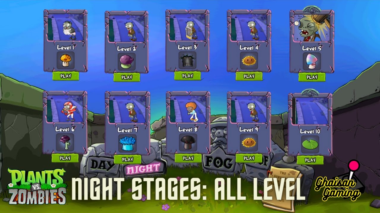 Plants Vs Zombies NIGHT STAGES (all Level) COMPLETED! Gameplay Full HD ...