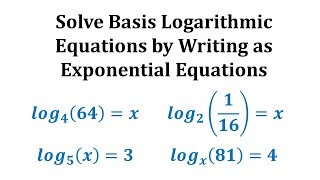 Ex 1: Solve Basic Logarithmic Equations