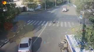 ♥ Miraculously Man in Bike Survives Crash in Between Two Vehicles!! MUST SEE!!!