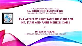 Java Applet Part-3 Applet Showing Order of Init, Start and Paint Method Invocations