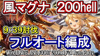 【風マグナ】超越ルシ無し9分台！　風古戦場200hell　フルオート編成【グラブル】 /[GBF]Wind UNITE AND FIGHT 200hell Full auto party