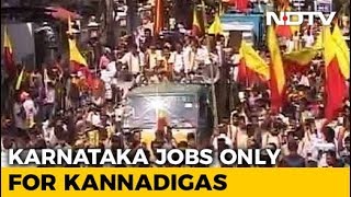 Protest In Bengaluru Demands Karnataka Jobs Be Reserved For Kannadigas