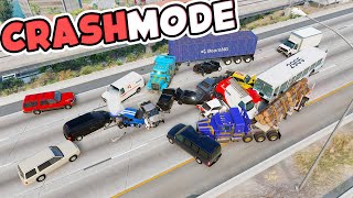 HUGE 22 Car Highway Pile-Up In BeamNG Crash Mode Mod!