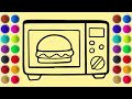 Coloring Burgers heated in the Microwave Using Colored Sand | Sand Painting | Coloring Page