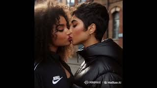 2 girls kissing after work #ai #beautiful #lust #love #peace #relaxing #lesbian