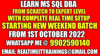 Starting New Batch On MS SQL DBA from 1st October 2022