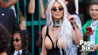 Kim Kardashian explains why North held ‘Stop’ sign at Paris Fashion Week | Page Six Celebrity News