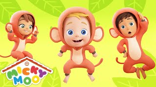 5 Little Monkeys + More Nursery Rhymes | Micky Moo Songs for Kids