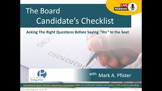 The Board Candidate's Checklist