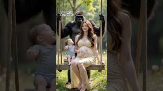 Gorilla swings on the swing