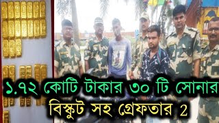 বিএসএফের বড় কৃতিত্ব, ১.৭২ কোটি টাকার ৩০ টি সোনার বিস্কুট জব্দ, দুই ভারতীয় চোরাচালানকারও গ্রেফতার