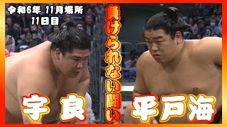 死闘の3番　別アングルで全て見せます。宇良ー平戸海＜令和６年九州場所・11日目＞SUMO