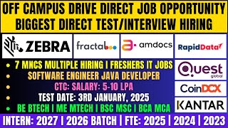 🔥Fractal, Amdocs, Kantar 2025 Hiring | RapidData, Quest Global, CoinDCX New Hiring | 2027-2023 Batch