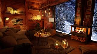 Winter Snowstorm In A Cozy Hut With Crackling Fire And Howling Wind - Relax, Sleep Or Study