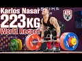 Karlos Nasar 223kg Clean & Jerk World Record Warm Up (Before Paris 2024 Olympics)