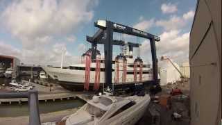 Derecktor's monster travel lift moves large  yacht