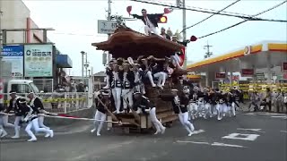 南掃守だんじり祭り 福田町のやりまわし 曳き出し下松駅前 2015.10.10