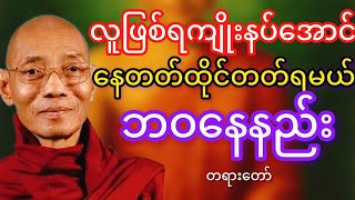 လူဖြစ်ရကျိုးနပ်အောင်နေတတ်ထိုင်တတ်ရမယ်ဘဝနေနည်းတရားတော်(ပါမောက္ခချုပ်ဆရာတော်)