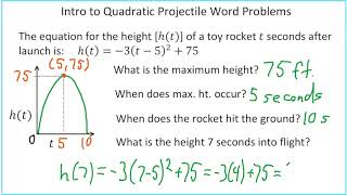 Intro to Quadratic Projectile Word Problems