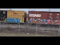 cp intermodal in calgary ab. manifest on rear of this long train