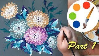 Painting the Chrysanthemum by a round brush, part 1