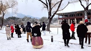 경복궁 설경 함박눈이 내리던 날 한복입은 외국인들Gyeongbokgung Palace Snow  Seoul Korea Travel