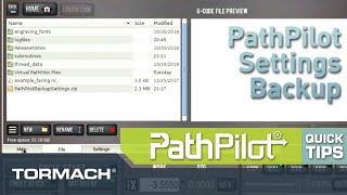 PathPilot Quick Tips Settings Backup